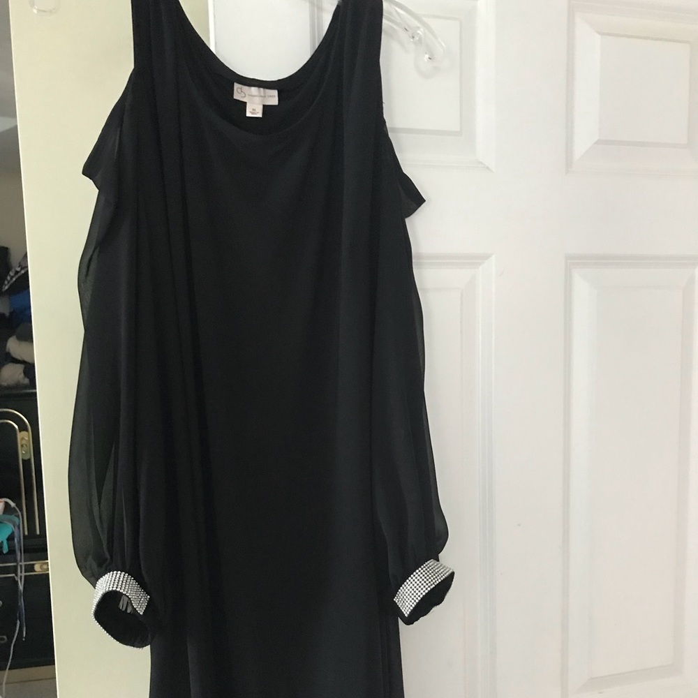 Black cold shoulder dress